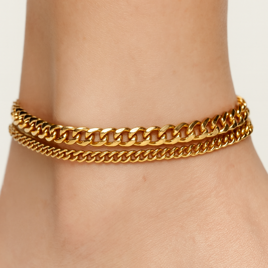 Anklet Cuban Chain Double Layer