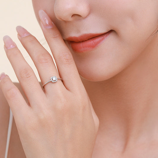 S925 Princess Halo Zirconia Ring