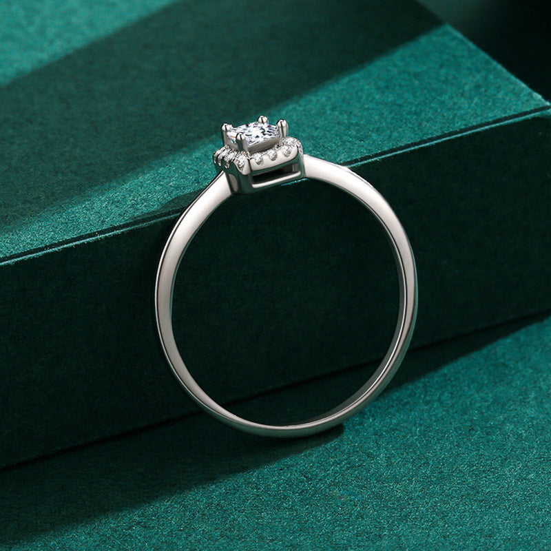 S925 Princess Halo Zirconia Ring