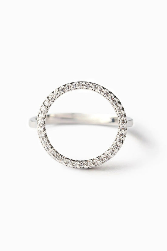 S925 Hollow Circle Cubic Zirconia Ring