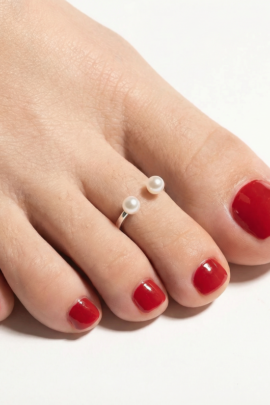 Toe Ring S925 Sterling Silver Pearls