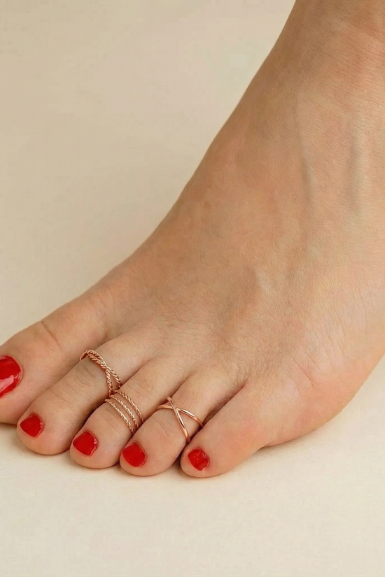 3 Toe Rings Bundle Gold Plated
