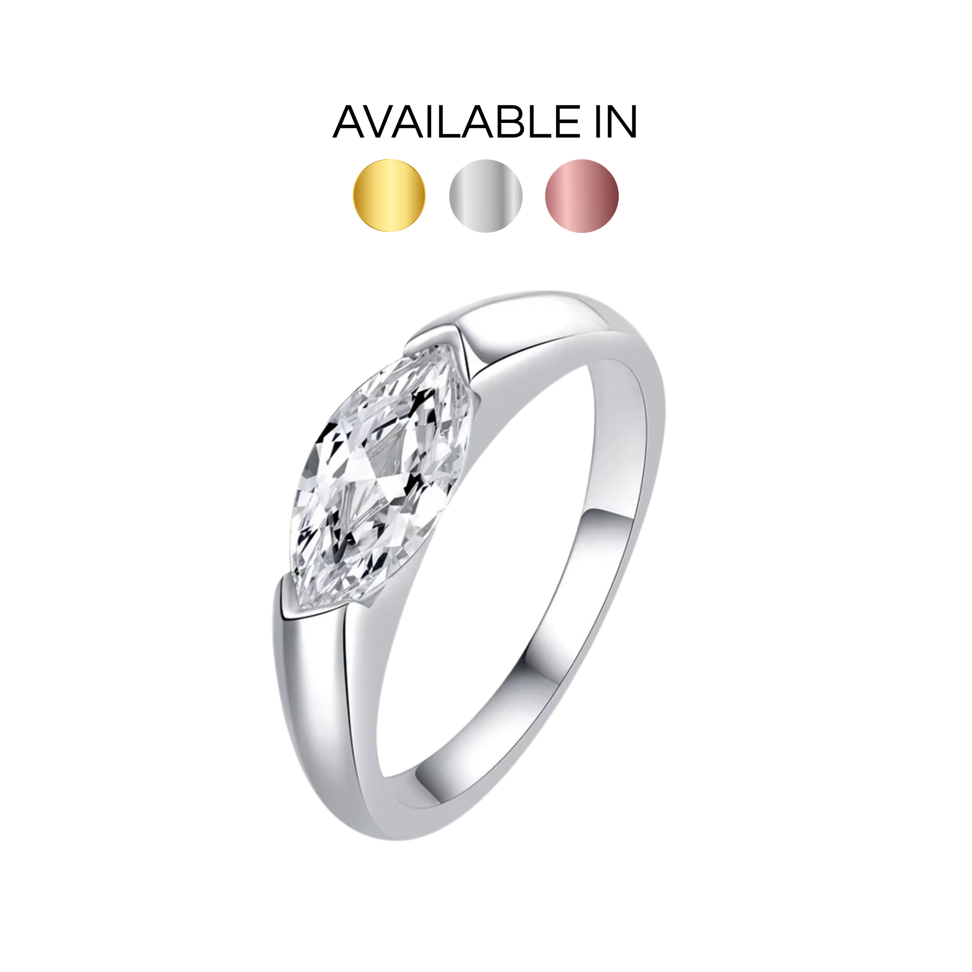 S925 Marquise Cut 1ct Moisannite Ring