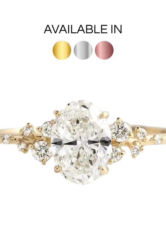 S925 Oval Zirconia Starry Ring