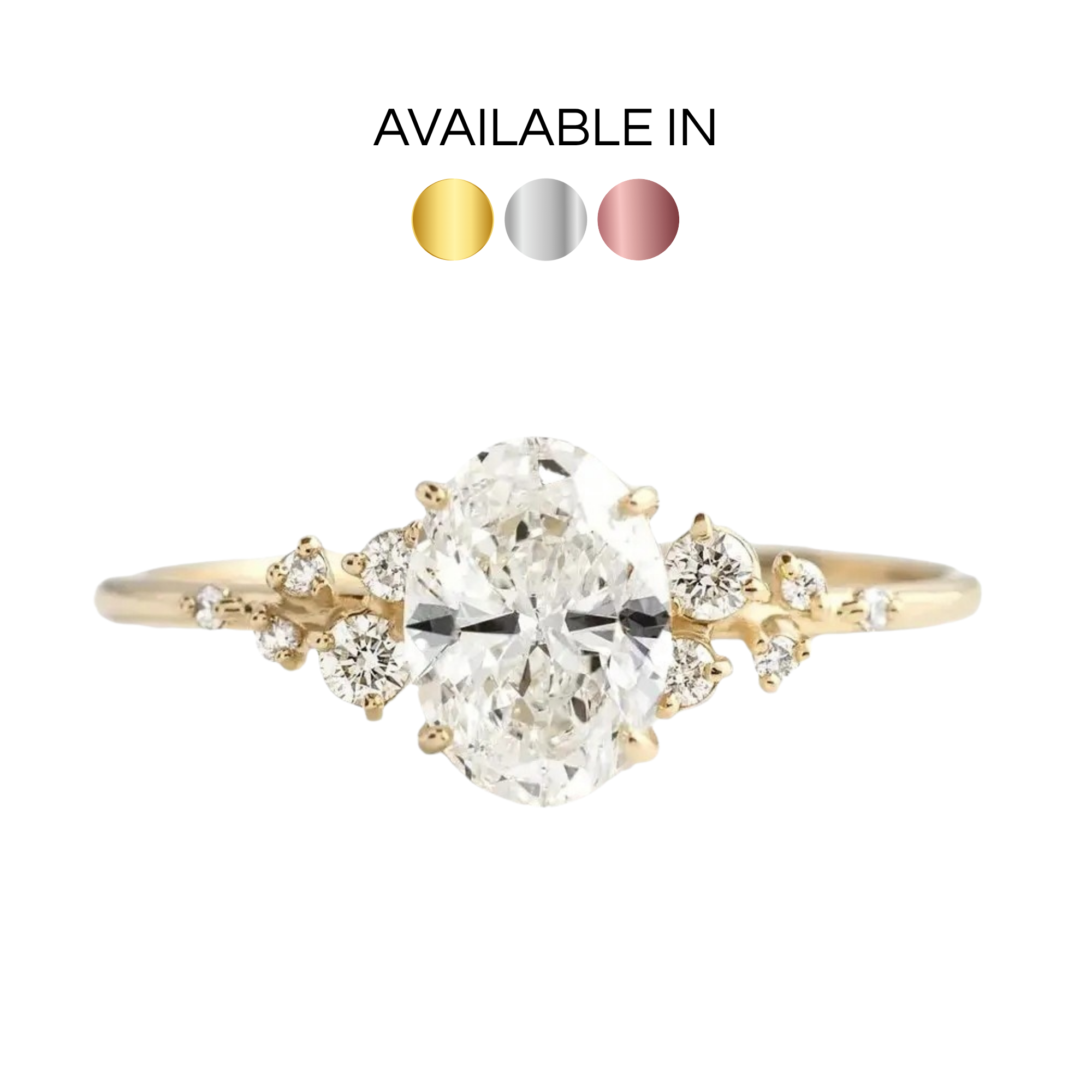 S925 Oval Zirconia Starry Ring
