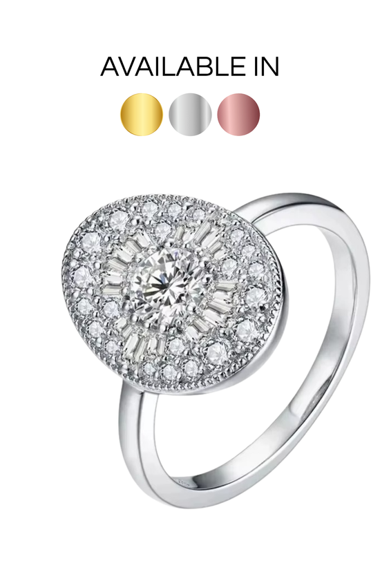 S925 Moissanite Cluster Oval Ring