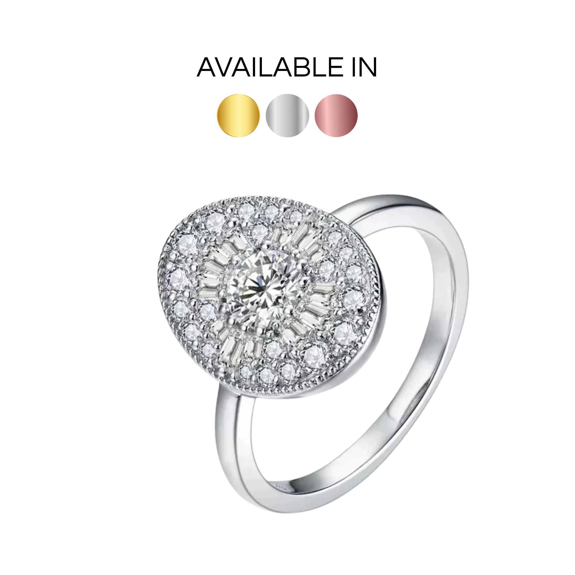 S925 Moissanite Cluster Oval Ring