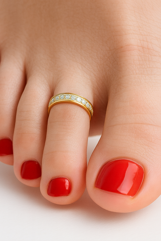 Gold Filled Toe Ring with Crystals