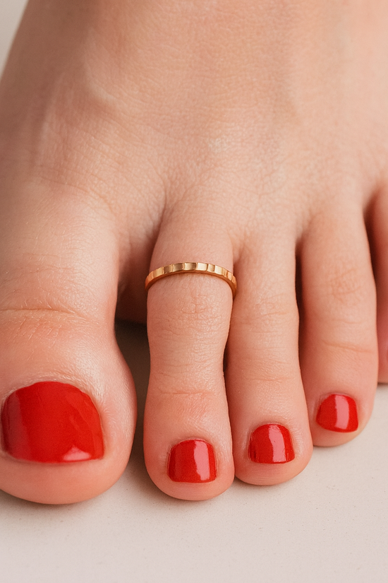 S925 Hammered Toe Ring