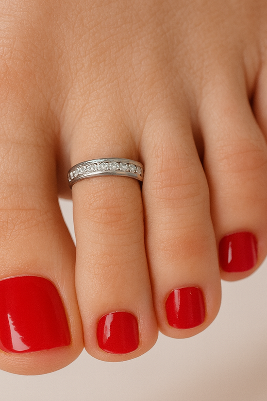 S925 Crystals Toe Ring