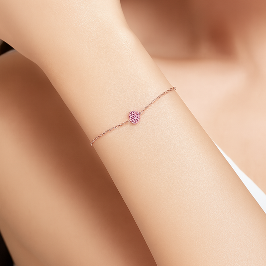S925 Rose Gold Sparkly Heart Bracelet