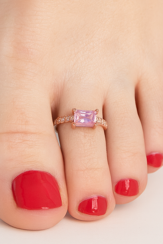 Toe Ring S925 Sterling Silver Rose Gold Gemstone