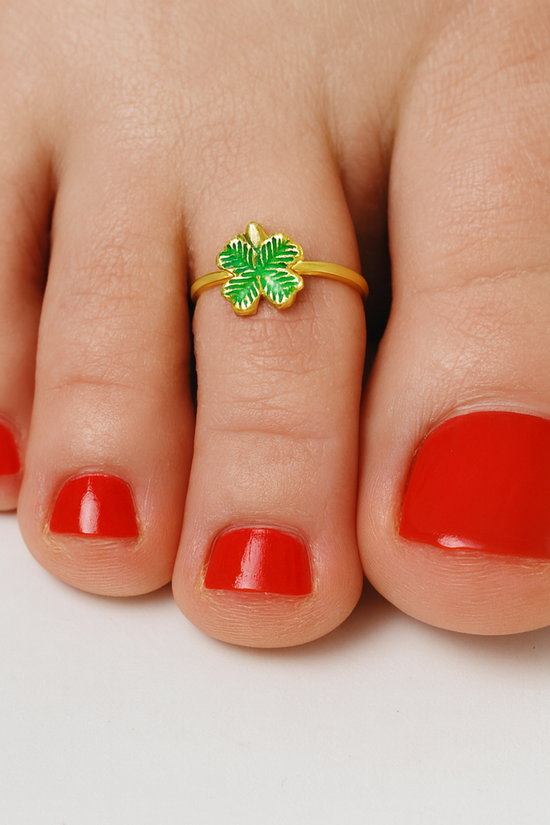 Toe Ring S925 Sterling Silver Lucky Clover Gold