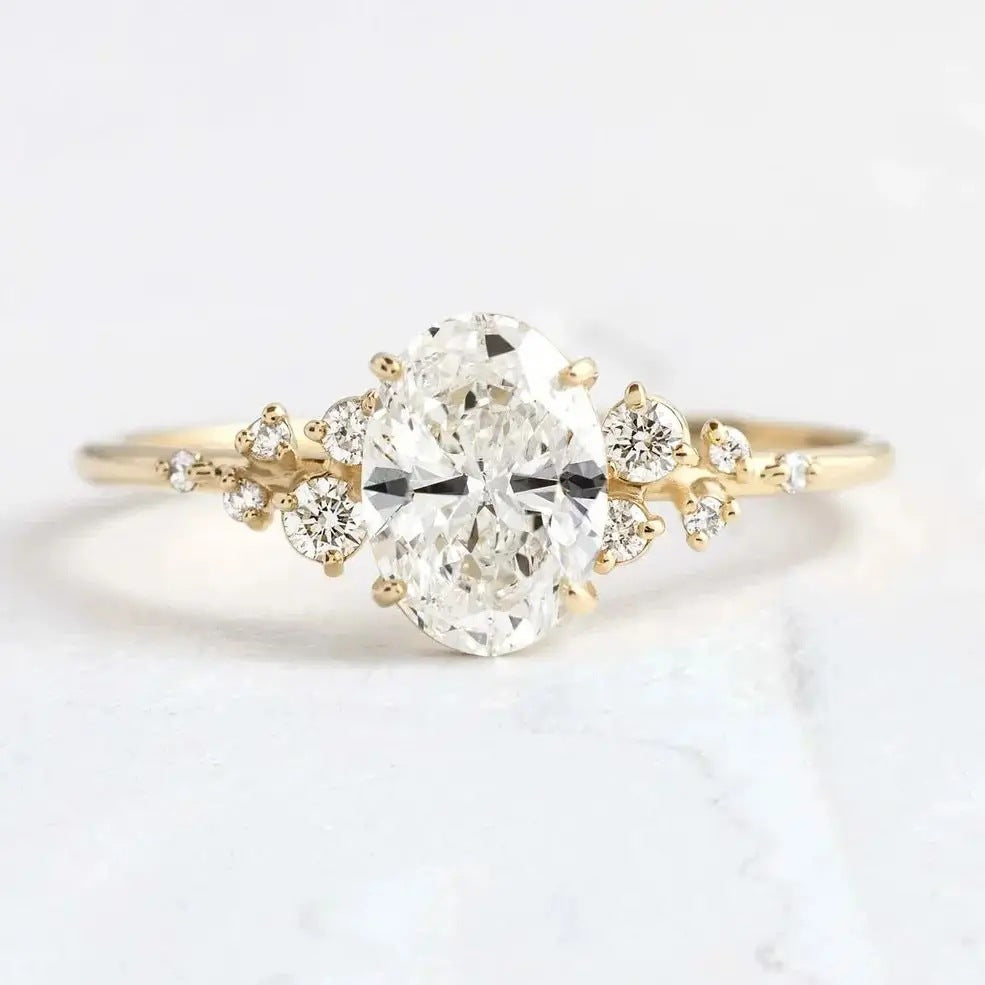 S925 Oval Zirconia Starry Ring