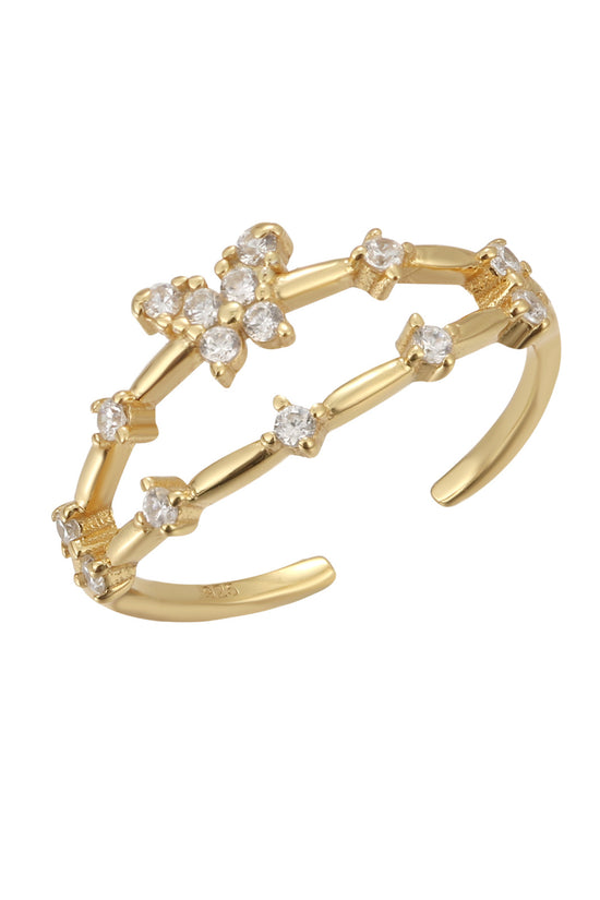 Toe Ring S925 Sterling Silver Sparkly Butterfly