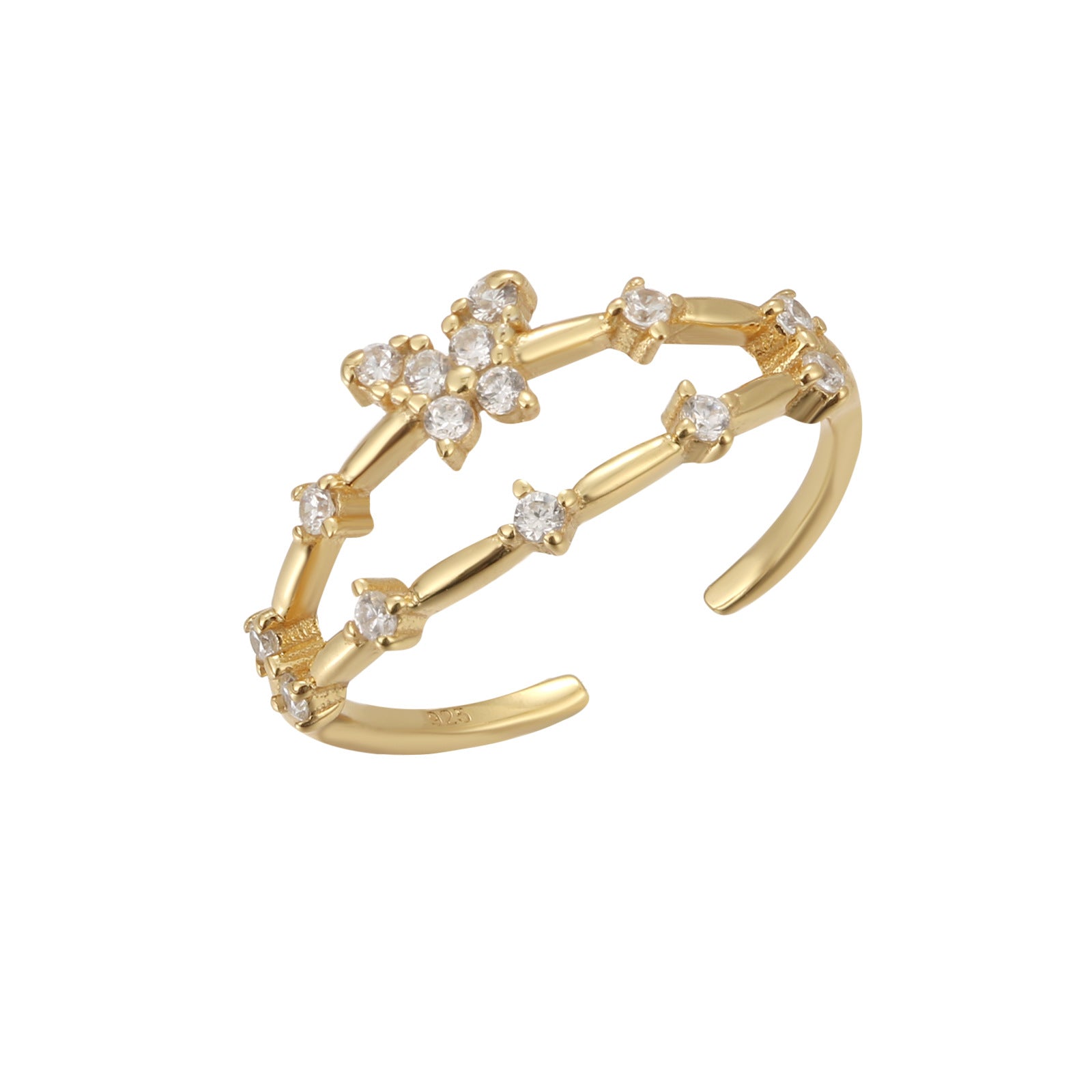 Toe Ring S925 Sterling Silver Sparkly Butterfly