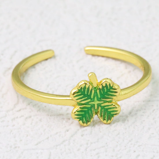 Toe Ring S925 Sterling Silver Lucky Clover Gold