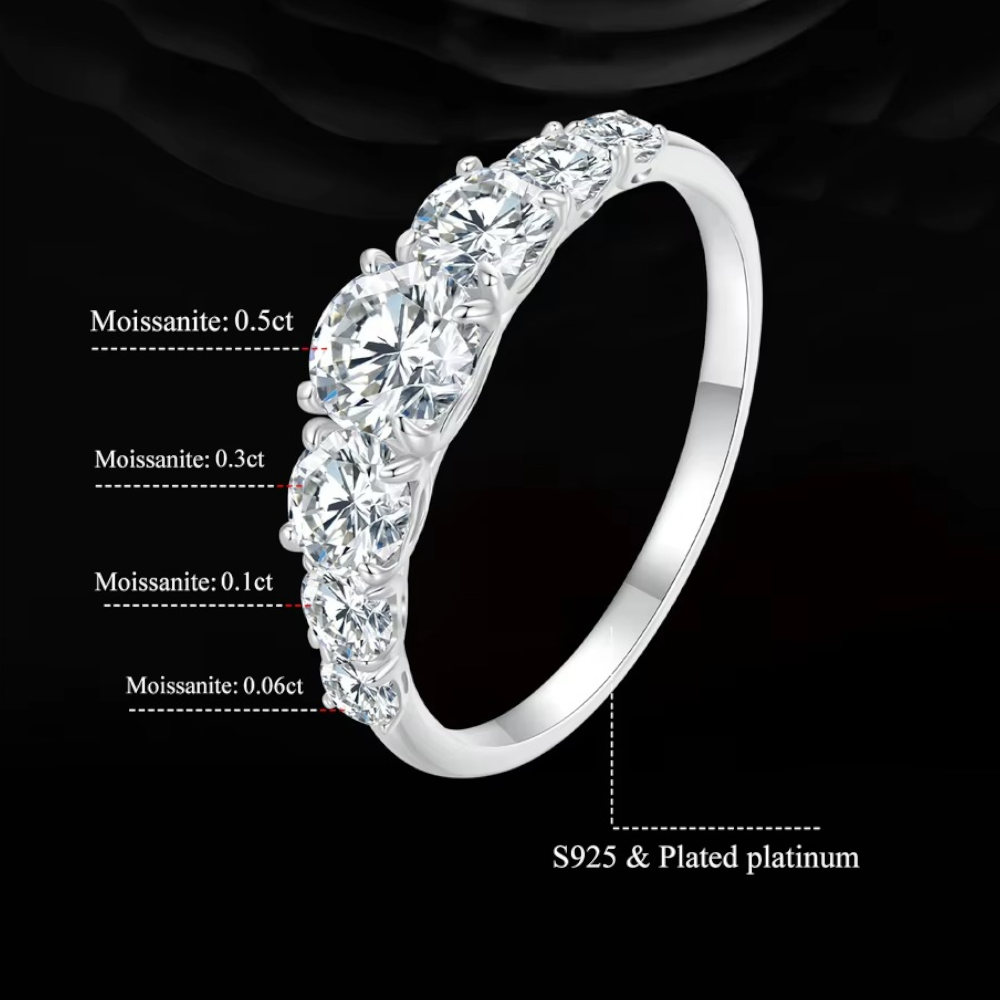 S925 Moissanite Seven Stones Ring