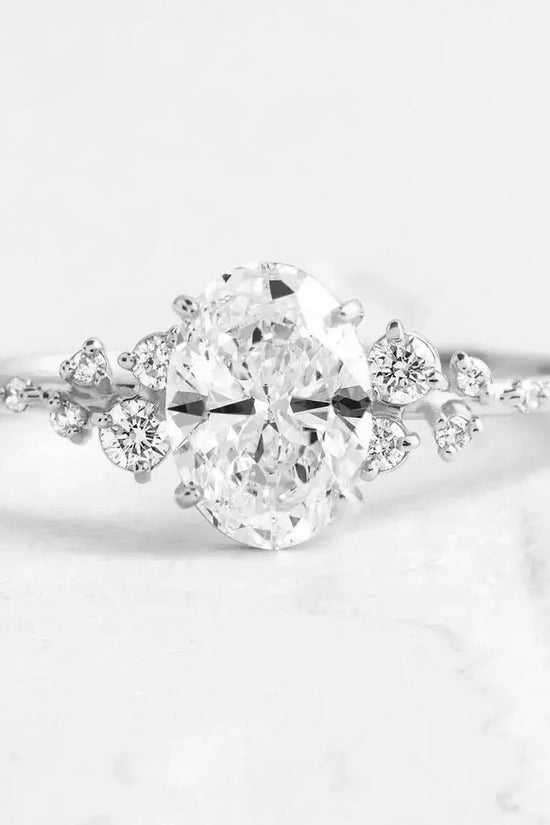 S925 Oval Zirconia Starry Ring