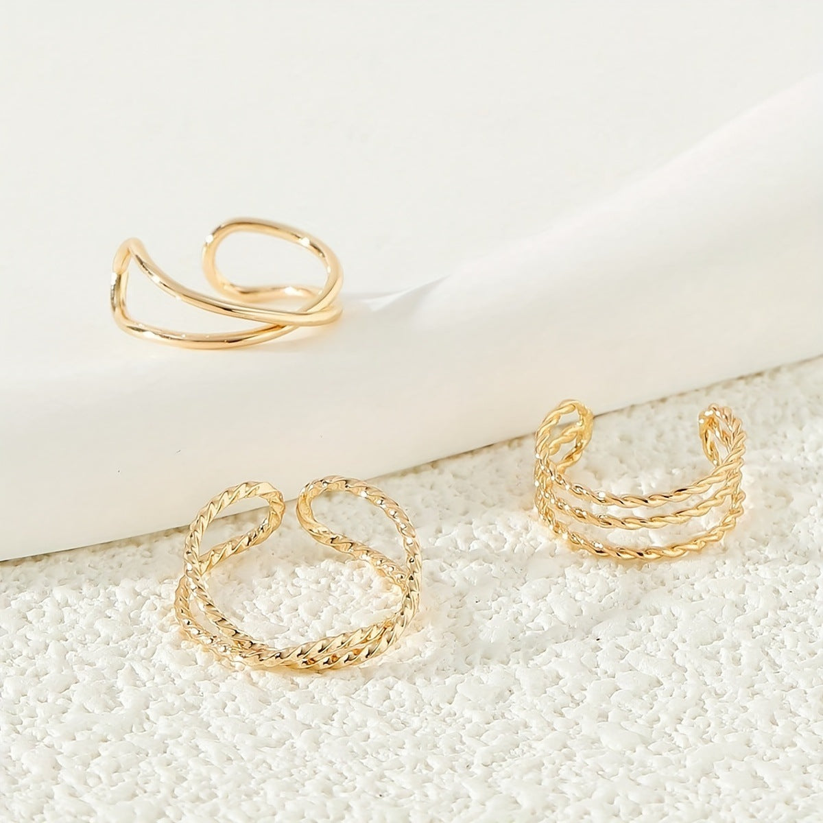 3 Toe Rings Bundle Gold Plated