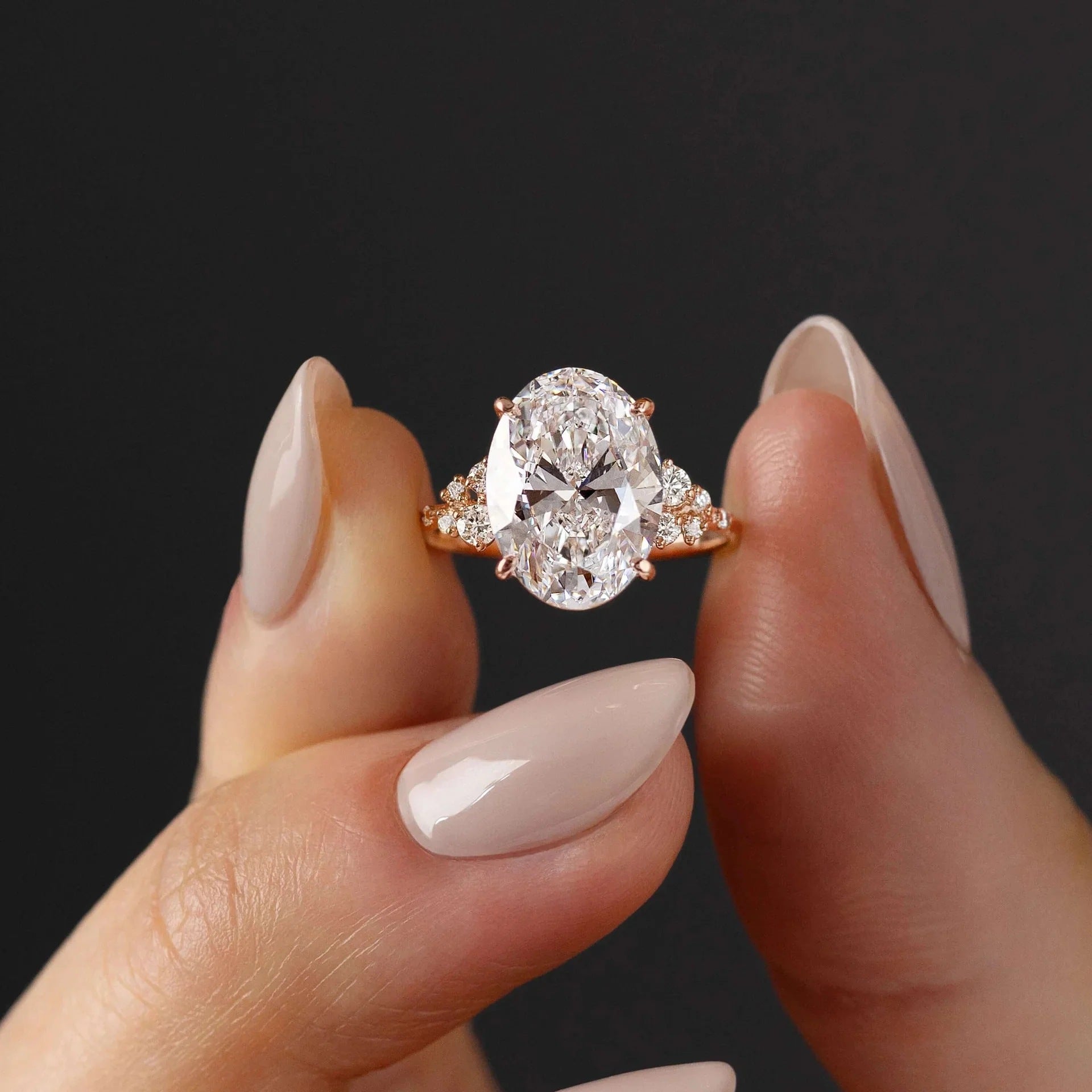 S925 Oval Zirconia Starry Ring
