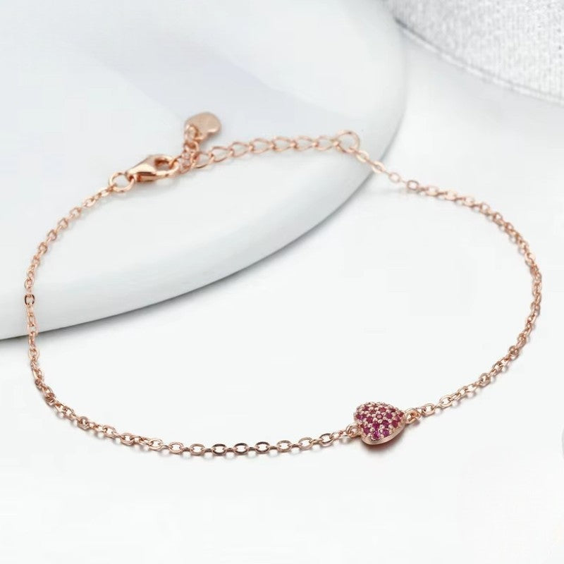 S925 Rose Gold Sparkly Heart Bracelet