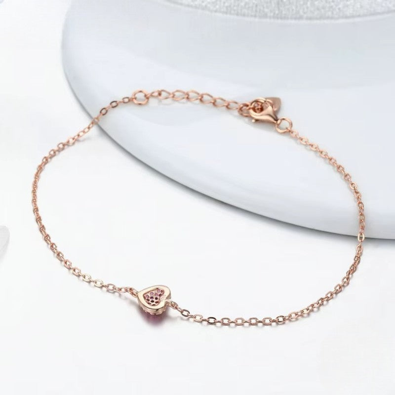S925 Rose Gold Sparkly Heart Bracelet