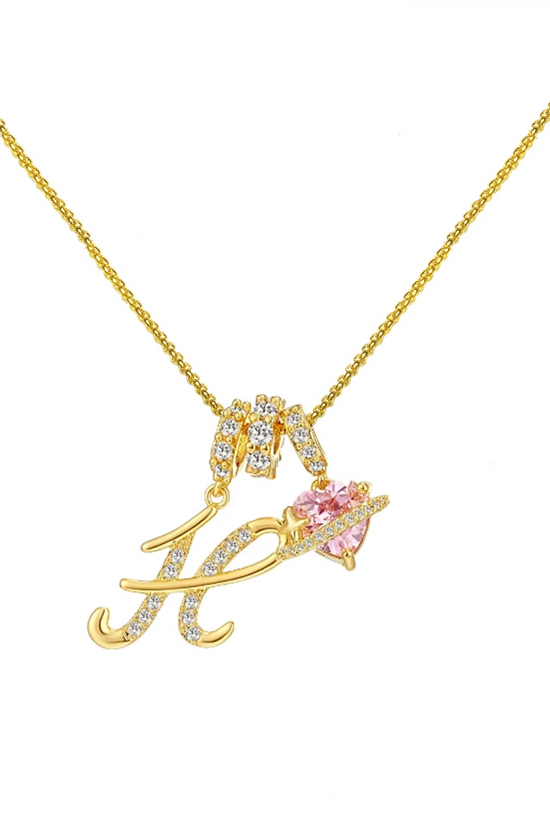 Initials Pink Zirconia Necklace
