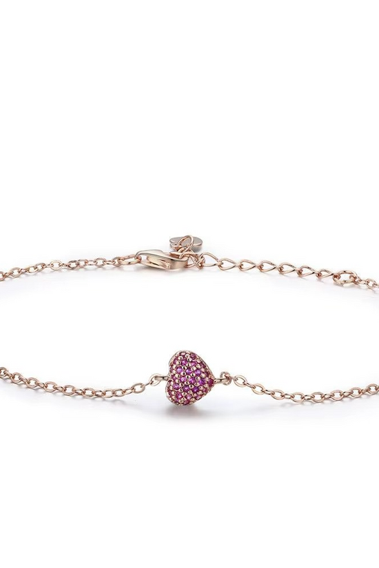 S925 Rose Gold Sparkly Heart Bracelet