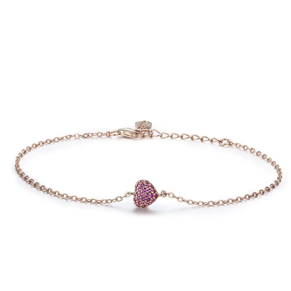 S925 Rose Gold Sparkly Heart Bracelet