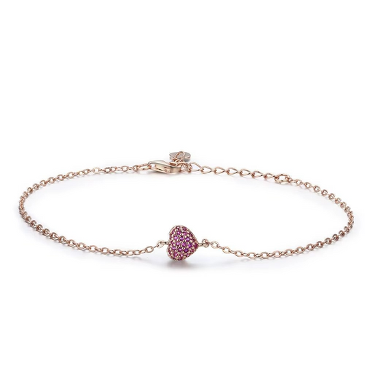S925 Rose Gold Sparkly Heart Bracelet