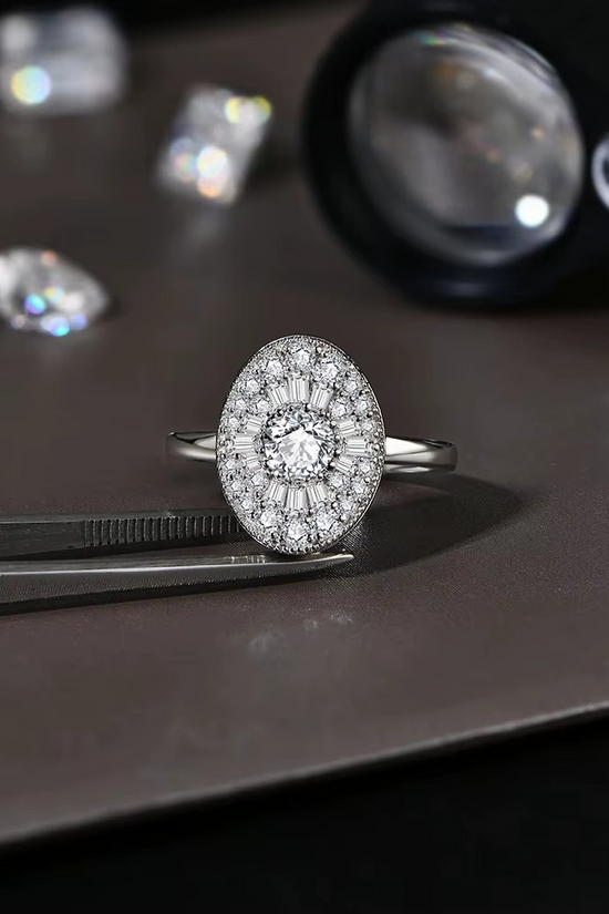 S925 Moissanite Cluster Oval Ring