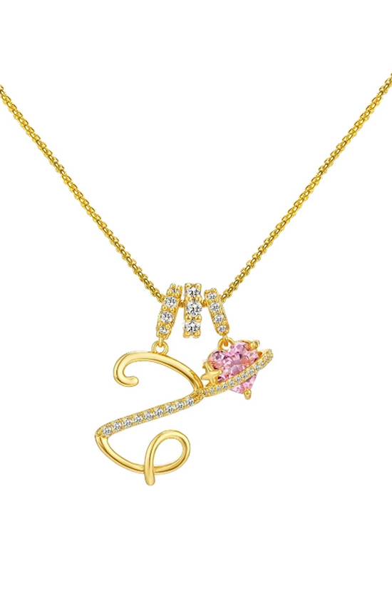 Initials Pink Zirconia Necklace
