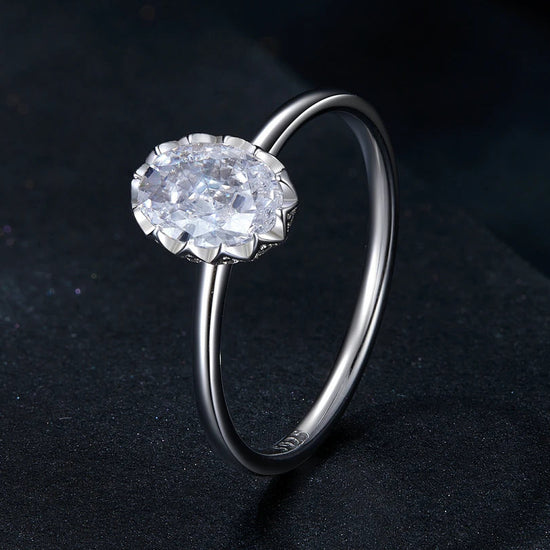 S925 1CT Moissanite Oval Solitaire Ring