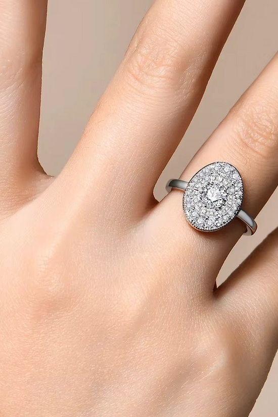 S925 Moissanite Cluster Oval Ring
