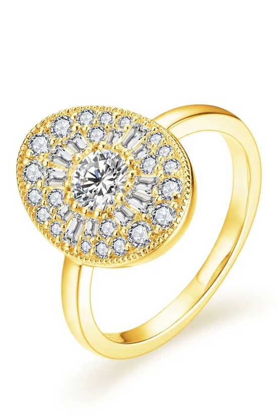 S925 Moissanite Cluster Oval Ring