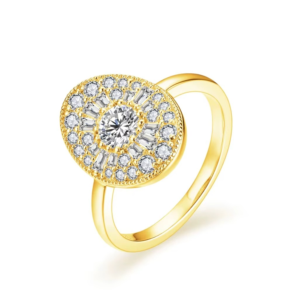 S925 Moissanite Cluster Oval Ring