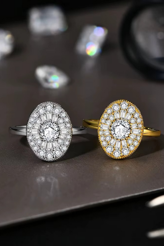 S925 Moissanite Cluster Oval Ring