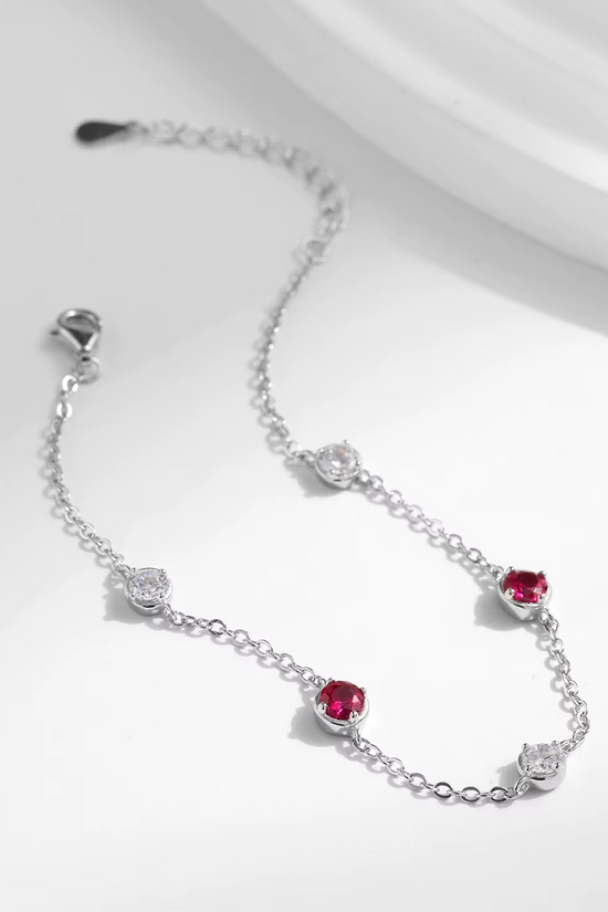 S925 Zircon Rubies Bracelet