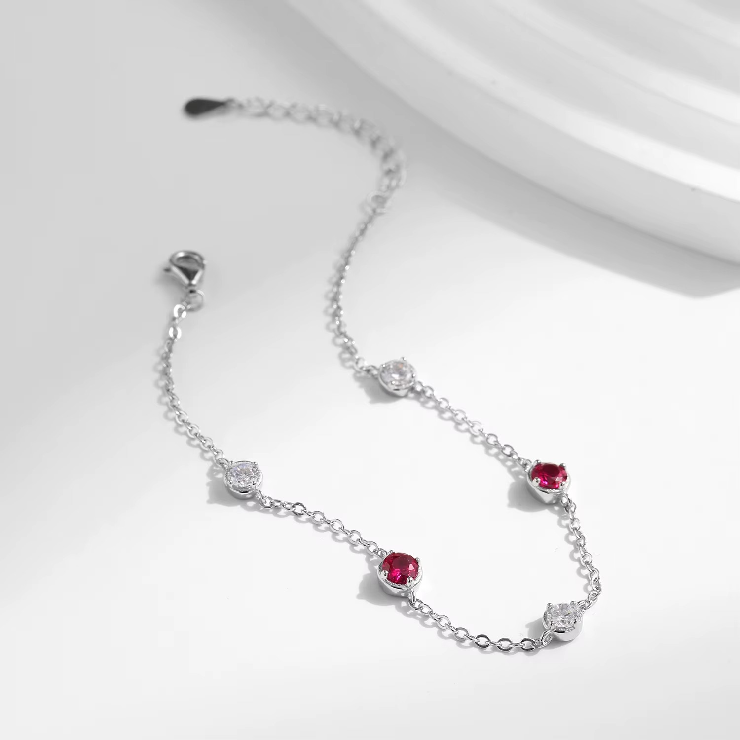 S925 Zircon Rubies Bracelet