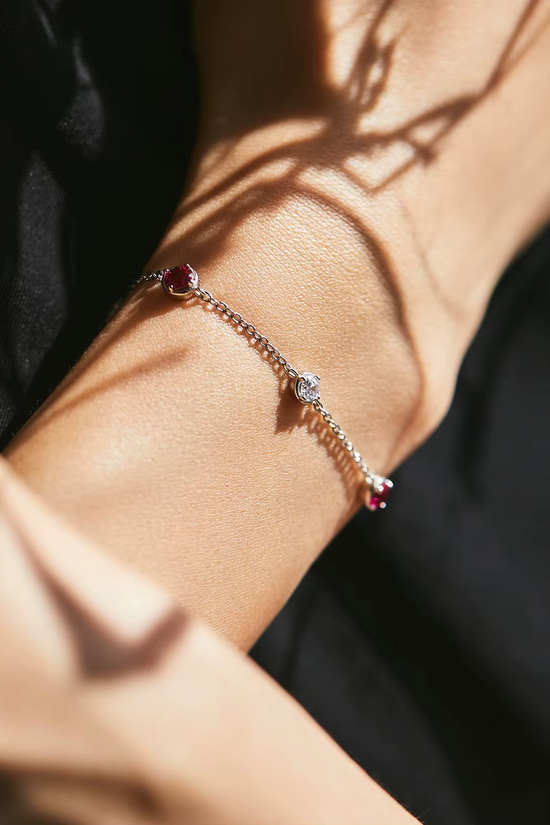 S925 Zircon Rubies Bracelet