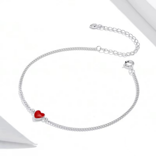 S925 Enamel Red Heart Bracelet
