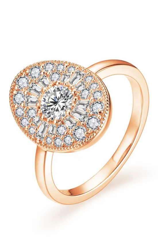S925 Moissanite Cluster Oval Ring