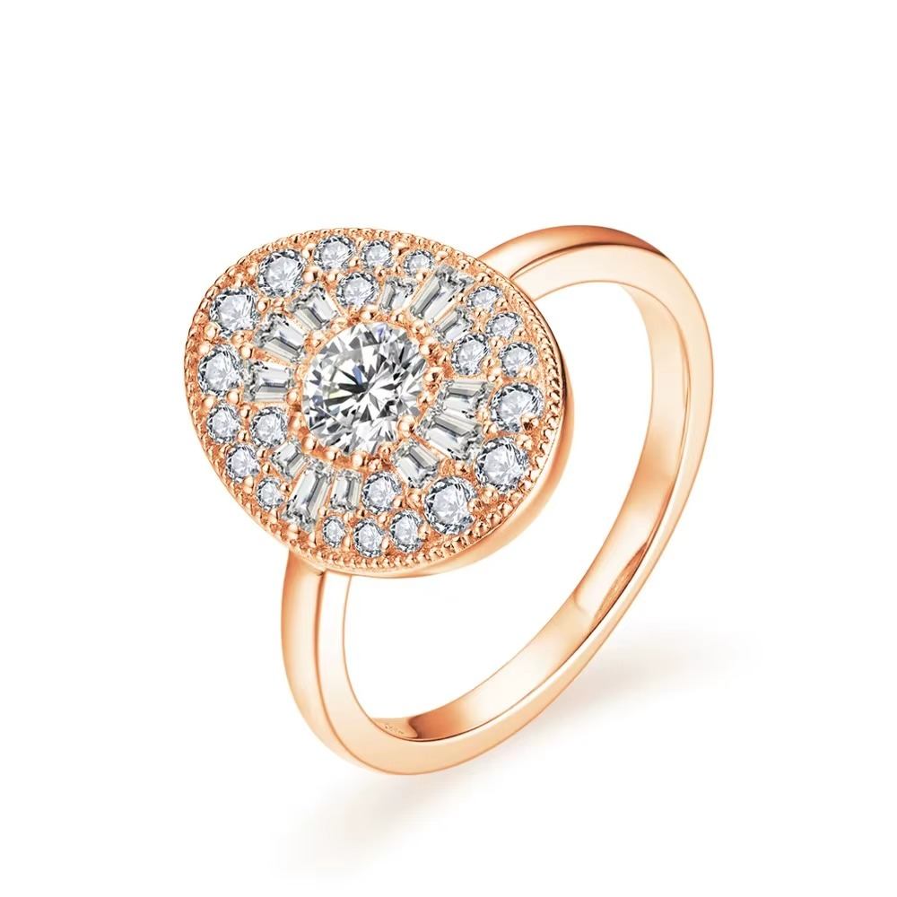 S925 Moissanite Cluster Oval Ring