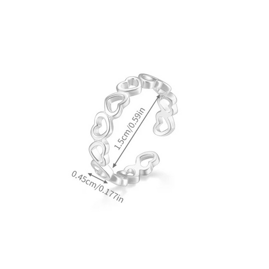 S925 Hearts Toe Ring