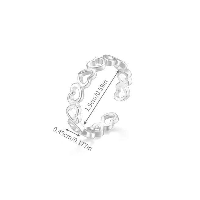 S925 Hearts Toe Ring