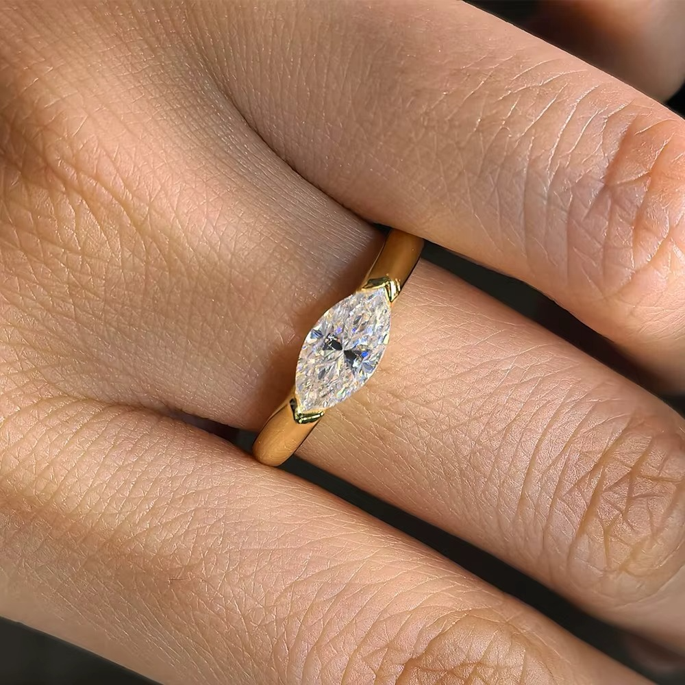 S925 Marquise Cut 1ct Moisannite Ring