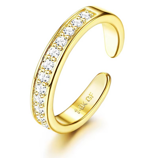 Gold Filled Toe Ring with Crystals