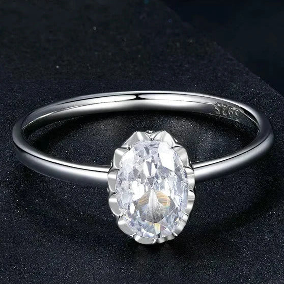 S925 1CT Moissanite Oval Solitaire Ring