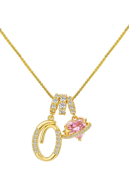 Initials Pink Zirconia Necklace